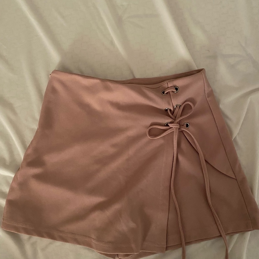 SHEIN Lace-Up Blush Mini Skirt
